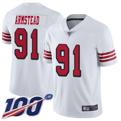 San Francisco 49ers Limited White Men Arik Armstead NFL Jersey 91 100th Season Rush Vapor Untouchable